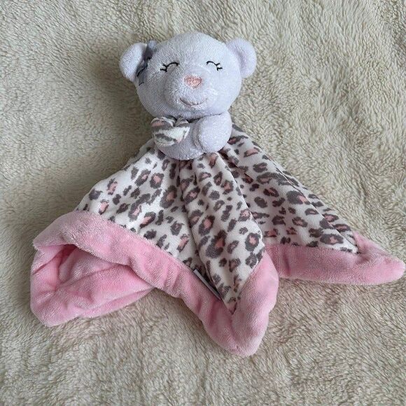 Carter’s White Bear Pink Leopard Print Baby Lovey Security Blanket 13” 2016 - Picture 3 of 5